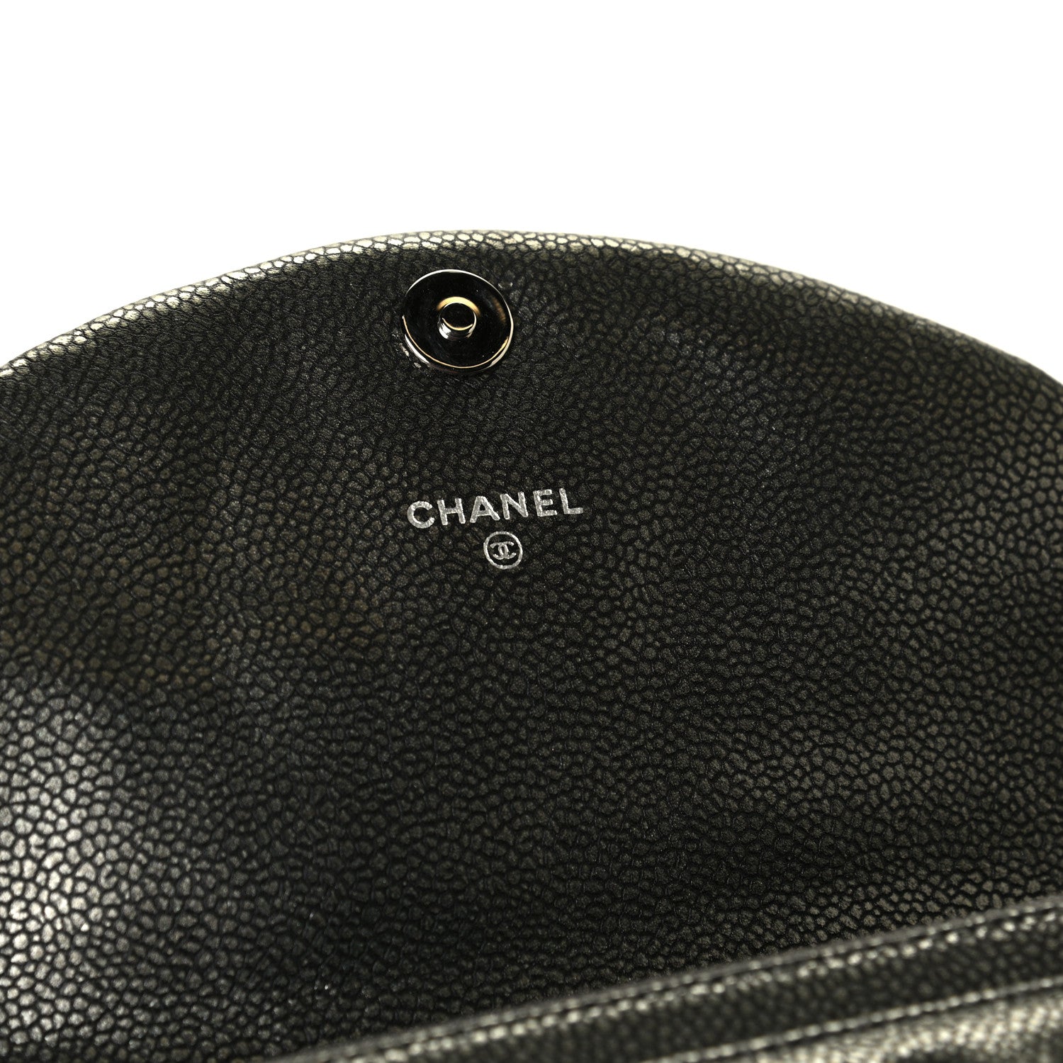 Chanel Metallic Caviar Half Moon Wallet On Chain WOC Dark Silver 5 of 5