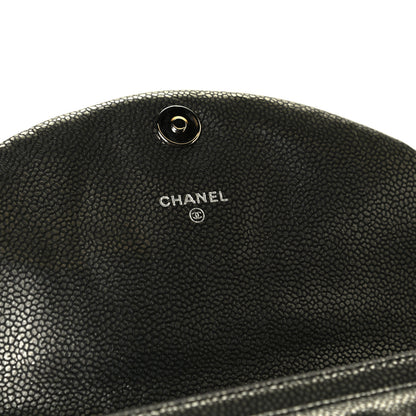 Chanel Metallic Caviar Half Moon Wallet On Chain WOC Dark Silver 5 of 5