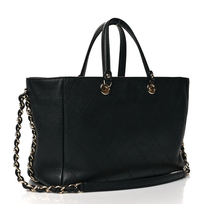 Chanel Bullskin Stitched Small Shopping Tote Black 3 of 10