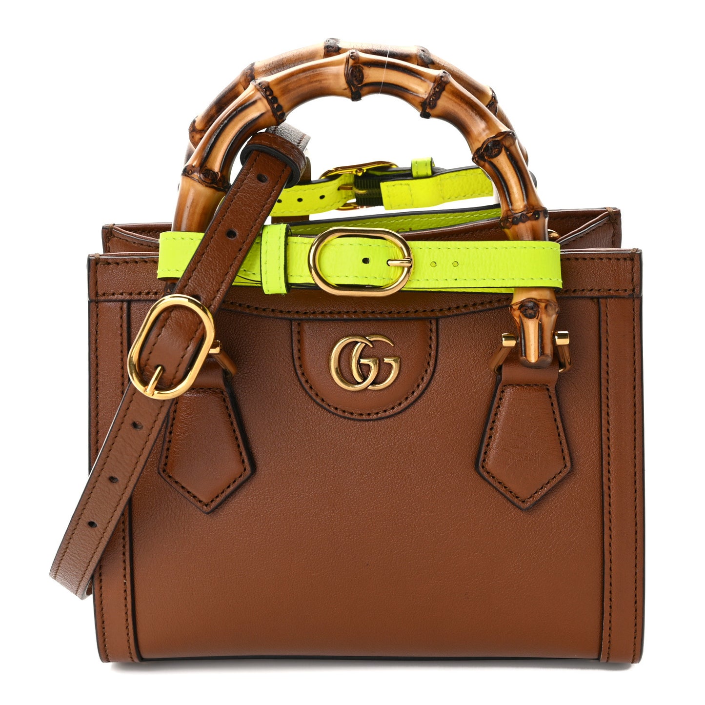 Wonka Grain Calfskin Mini Diana Tote Bag Cuir Yellow Fluo