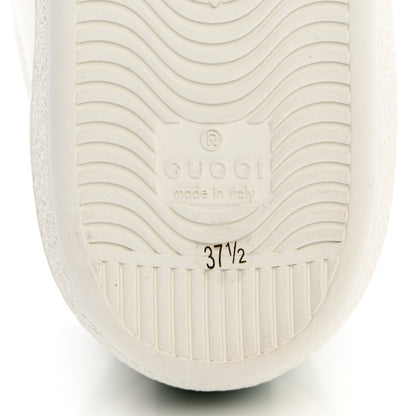 Gucci Calfskin Web Pig Kitten Embroidered Womens Ace Sneakers 37.5 White 8 of 9