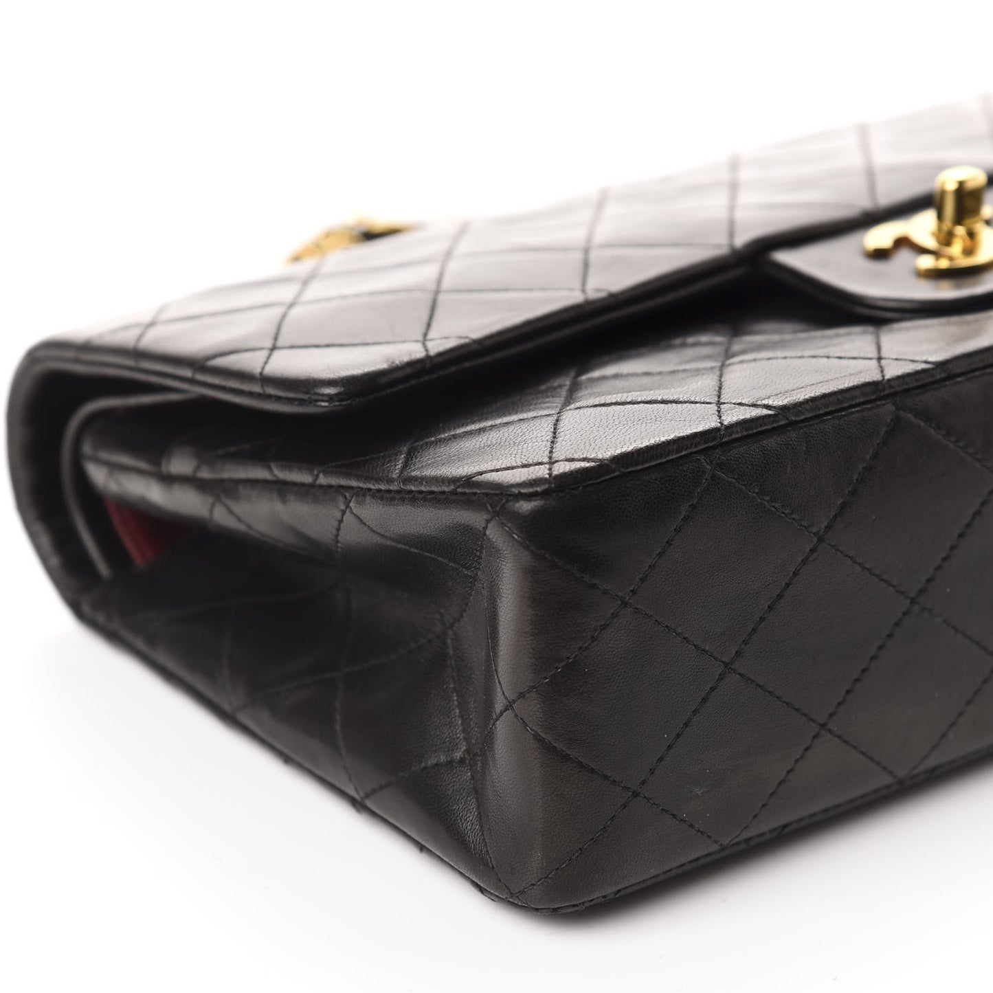 Lambskin Quilted Medium Double Flap Black