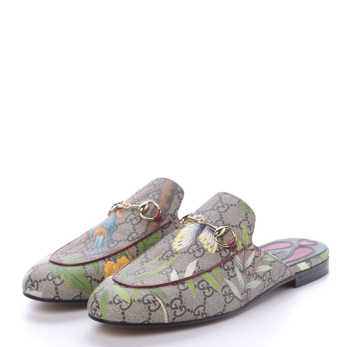 GG Supreme Monogram Tian Womens Princetown Slippers 38.5 Beige Ebony Multicolor