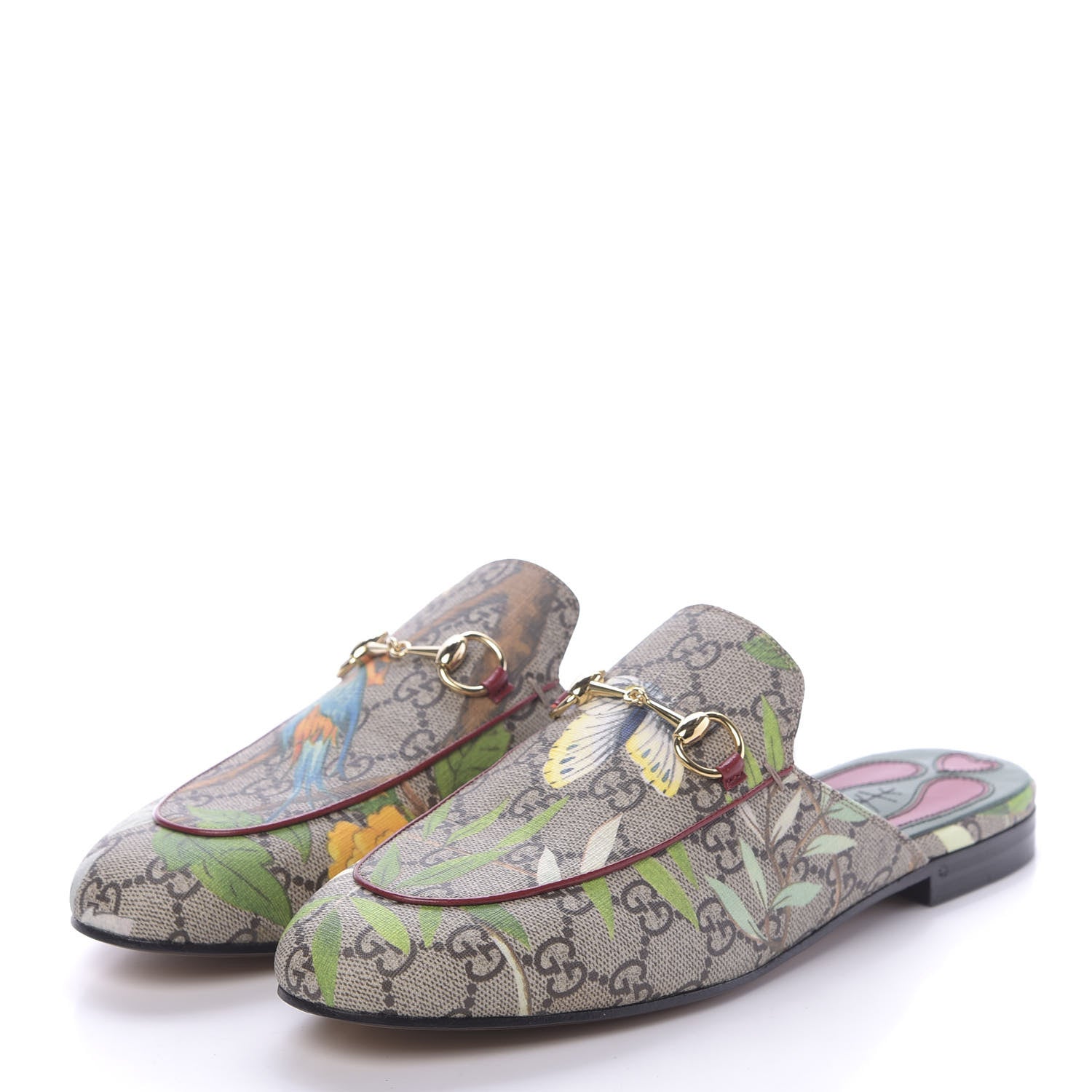 Gucci GG Supreme Monogram Tian Womens Princetown Slippers 38.5 Beige Ebony Multicolor 3 of 10