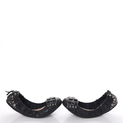Miu Miu Goatskin Studded Buckle Ballet Flats 36 Denim 5 of 11
