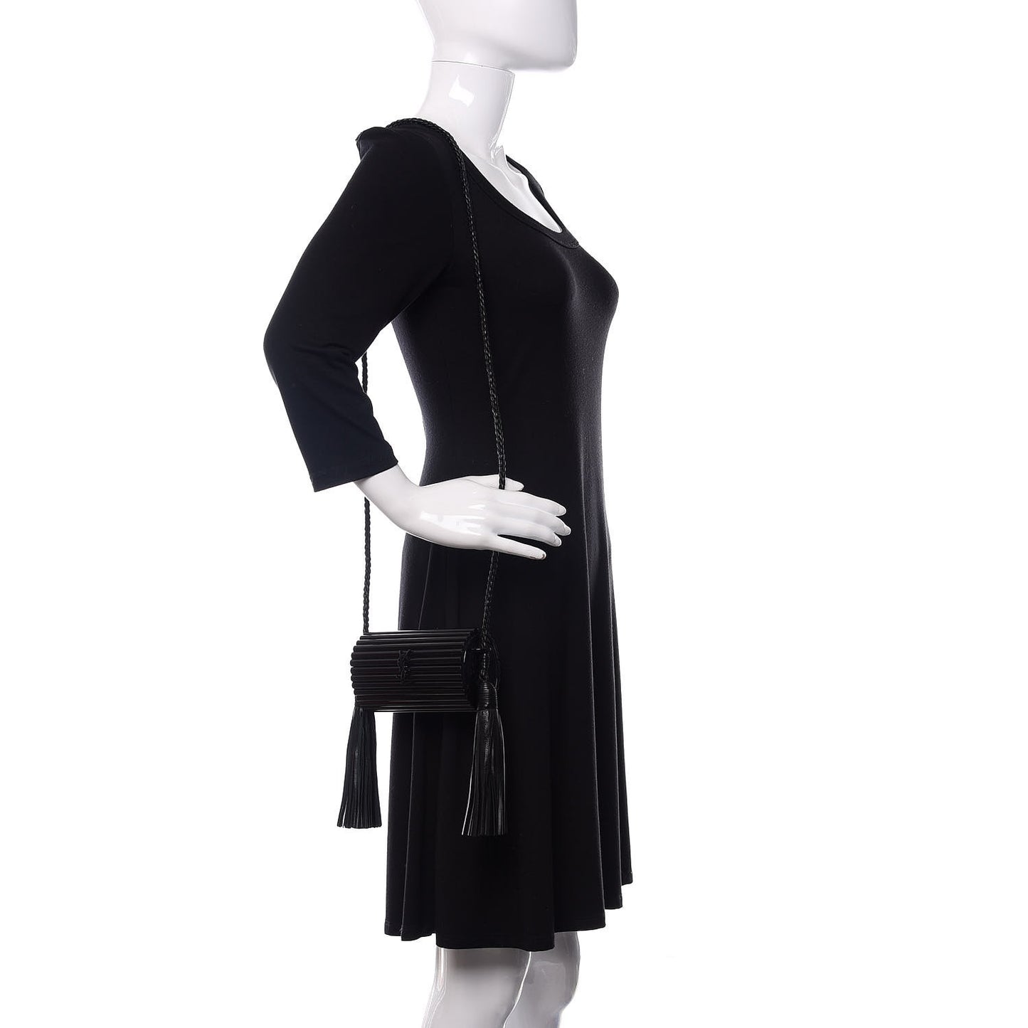 Ribbed Plexiglass Lambskin Fringe Monogram Opium Box Bag Black