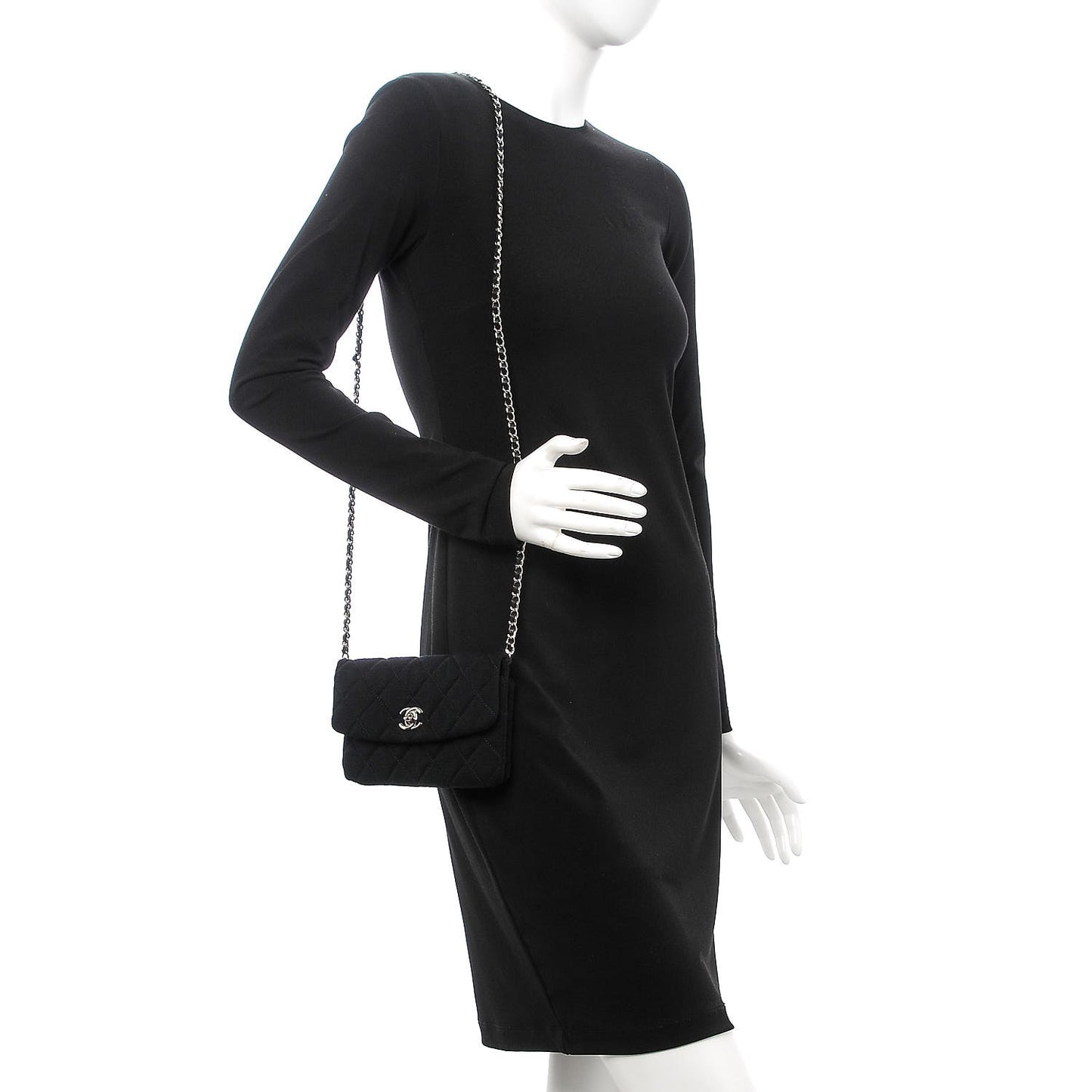Jersey Quilted Mini Flap Black