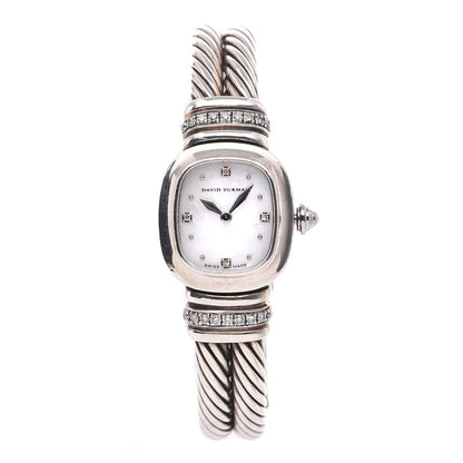 David Yurman Sterling Silver Diamond Mother of Pearl 19mm Cable Chelsea Quartz Watch 1 of 6