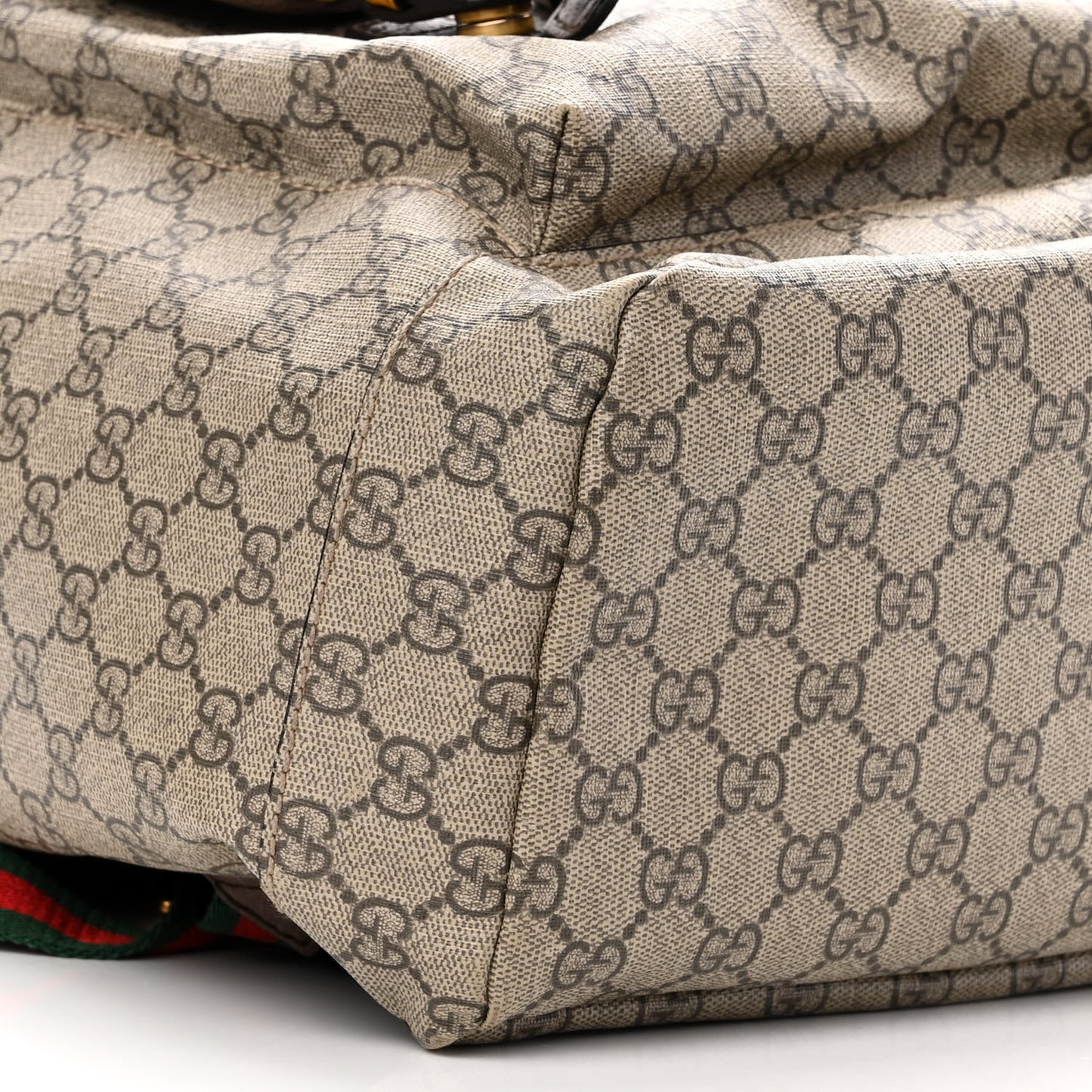 Soft GG Supreme Monogram Neo Vintage Double Buckle Backpack Beige New Acero Crop