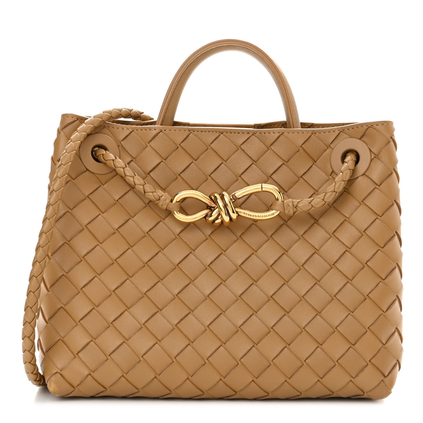 Nappa Intrecciato Small Andiamo Shoulder Bag Dark Praline