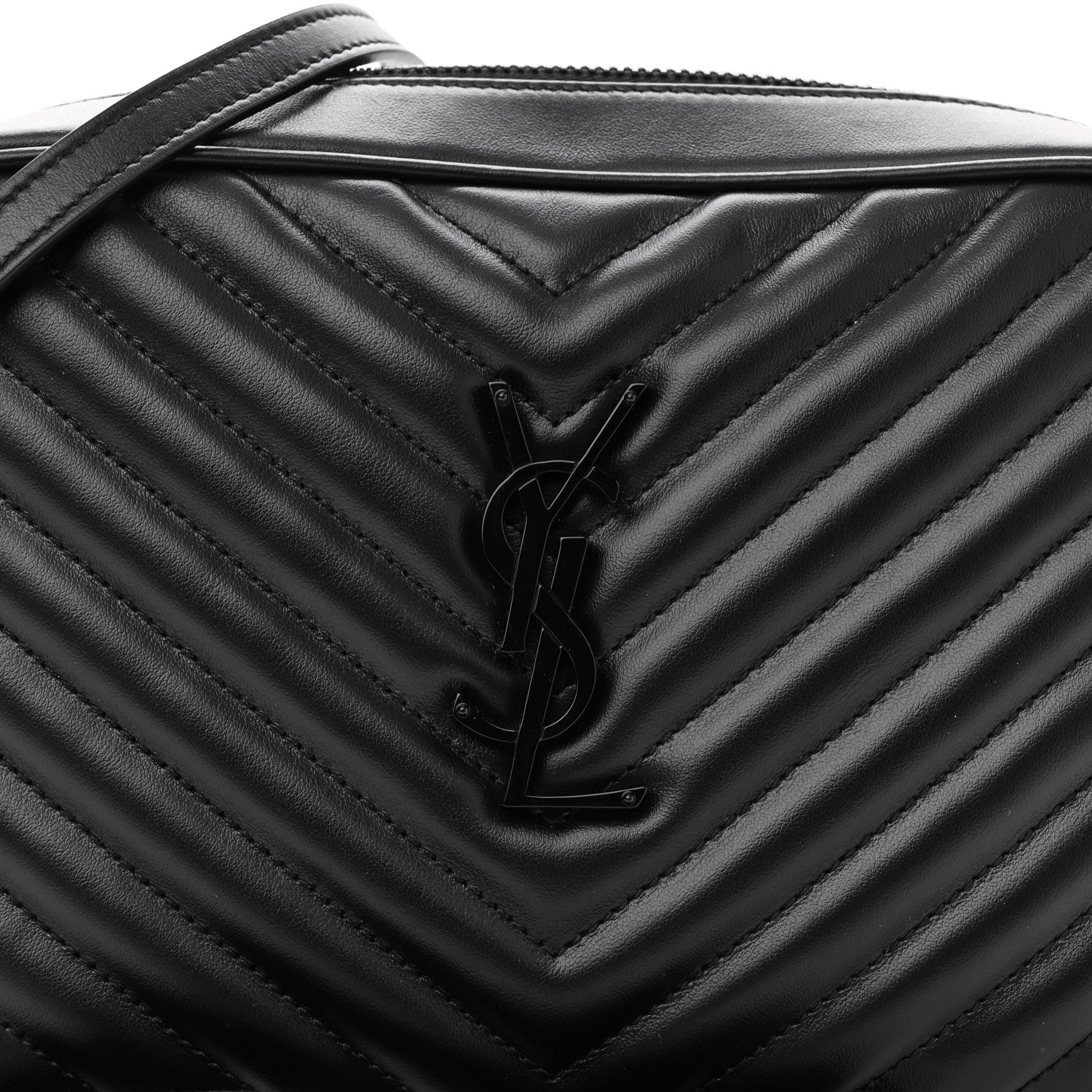 Saint Laurent Calfskin Matelasse Monogram Monochrome Lou Camera Bag Black 8 of 10