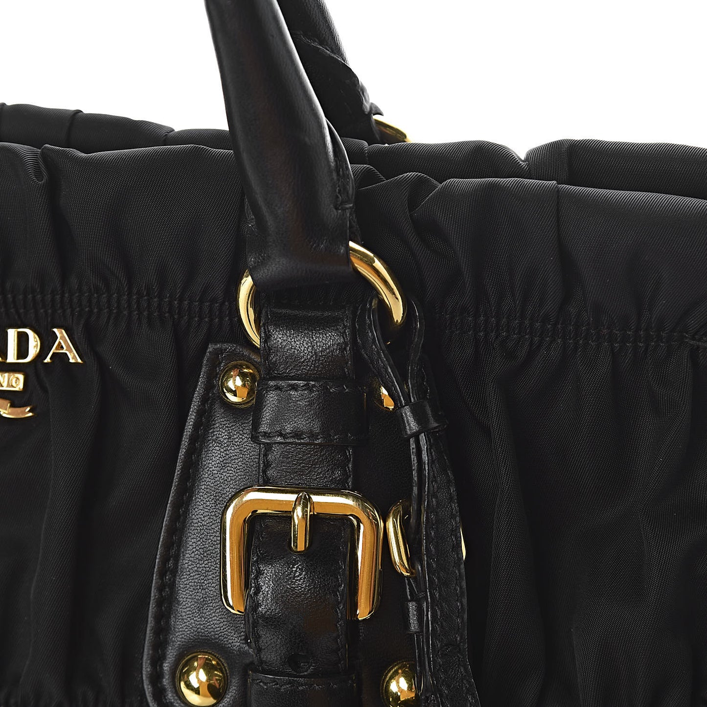 Tessuto Nylon Gaufre Shopping Satchel Black