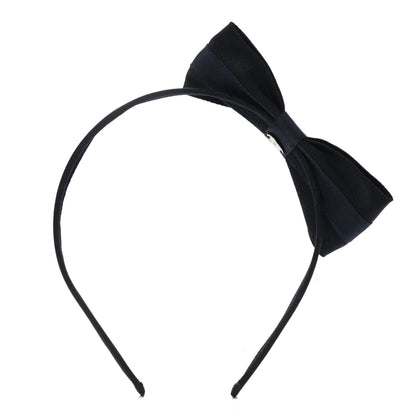 Chanel Silk CC Bow Headband Black Navy 3 of 5
