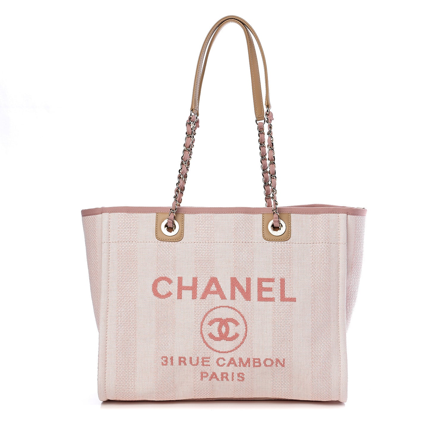 Mixed Fibers Striped Small Deauville Tote Light Pink