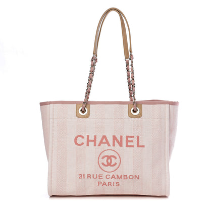 Chanel Mixed Fibers Striped Small Deauville Tote Light Pink 1 of 9