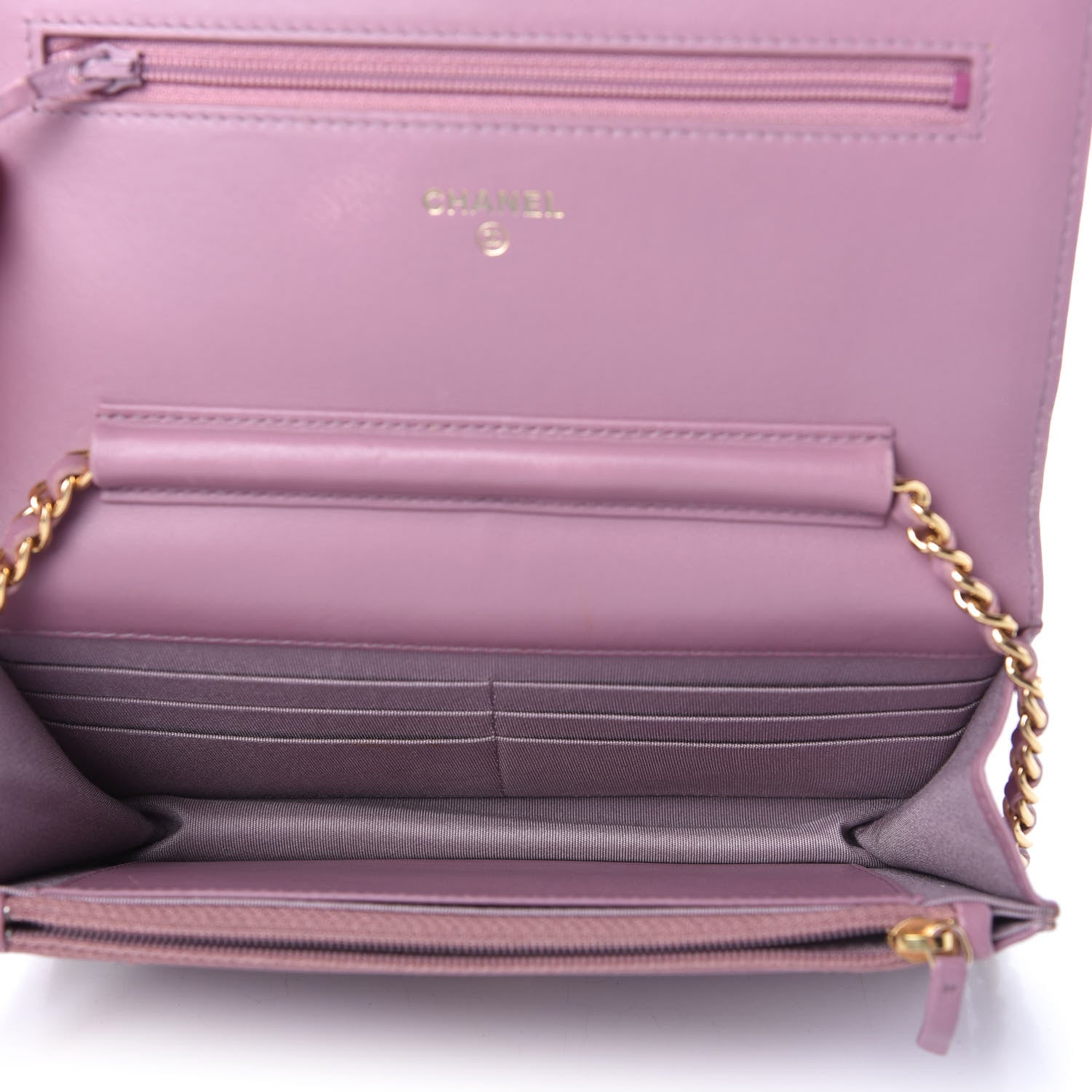 Chanel Lambskin Quilted Wallet On Chain WOC Light Purple 5 of 11