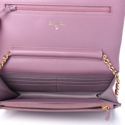 Chanel Lambskin Quilted Wallet On Chain WOC Light Purple 5 of 11