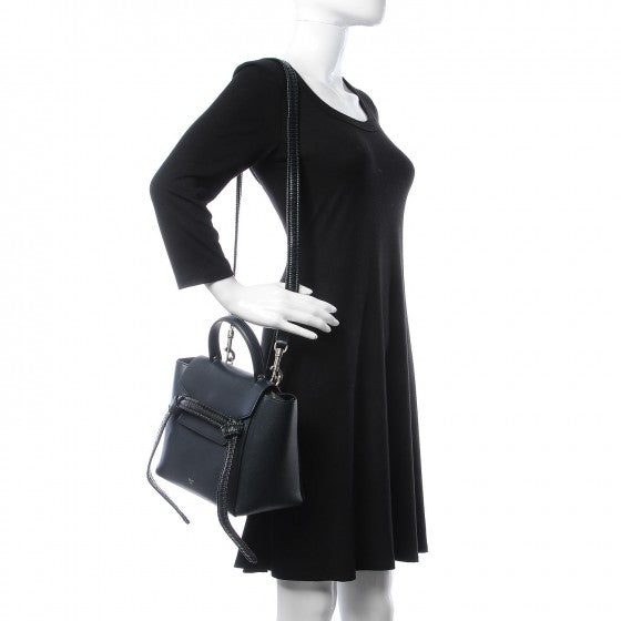 Celine Smooth Calfskin Micro Bi-Color Braided Belt Bag Dark Sea 2 of 7