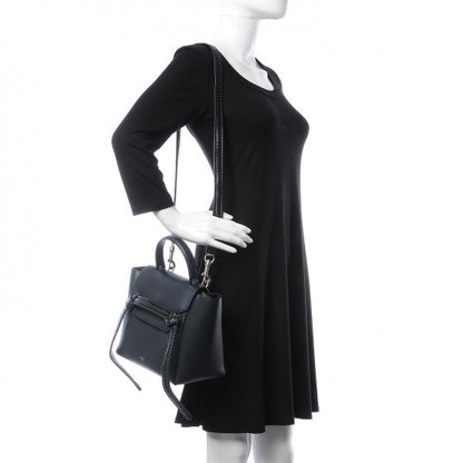 Celine Smooth Calfskin Micro Bi-Color Braided Belt Bag Dark Sea 2 of 7