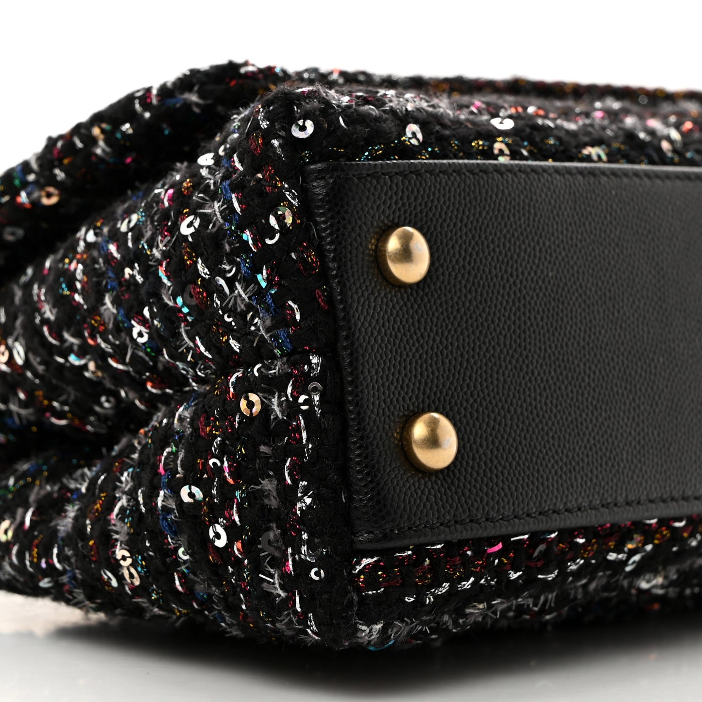 Tweed Sequin Mini Coco Handle Flap Black
