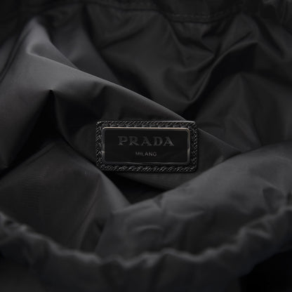 Prada Tessuto Nylon Saffiano Whale Drawstring Pocket Backpack Black Marea 5 of 9
