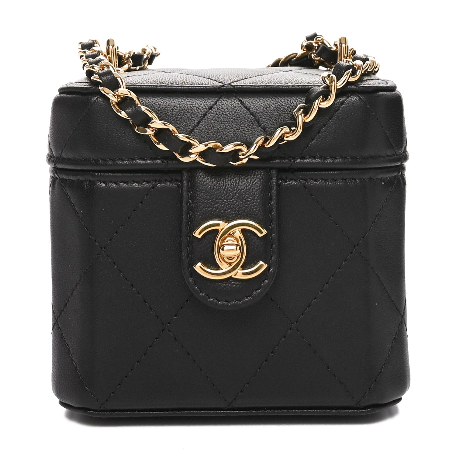 Chanel Lambskin Quilted Vanity Clutch With Chain Black 1 of 11