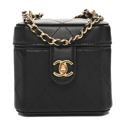 Chanel Lambskin Quilted Vanity Clutch With Chain Black 1 of 11
