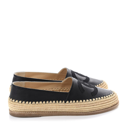 Chanel Lambskin Grosgrain CC Espadrilles 39 Black 4 of 10