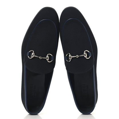 Gucci Canvas Horsebit Mens Jordaan Loafers 9 Black Blue Agata 2 of 11