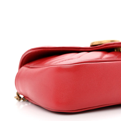 Gucci Calfskin Matelasse Super Mini GG Marmont Shoulder Bag Hibiscus Red 9 of 10