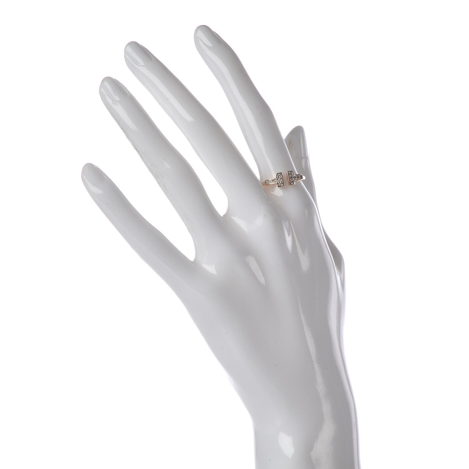 Tiffany 18K Rose Gold Diamond T Wire Ring 56 7.5 2 of 4