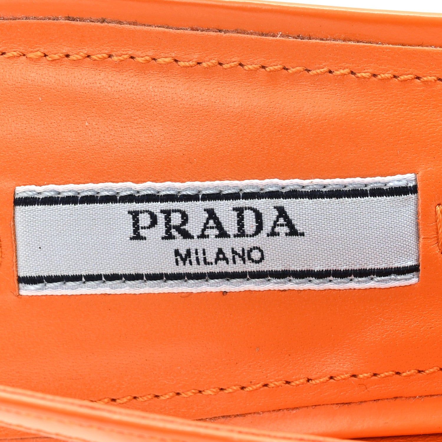 Prada Brushed Calfskin Logo Pointed Toe Slingback Wedges 39.5 Orange 6 of 12