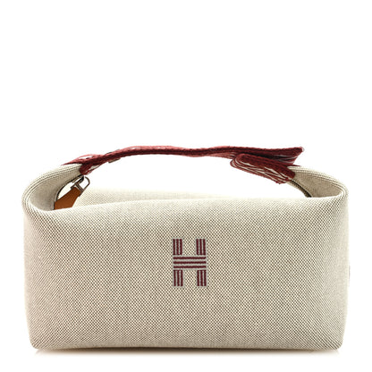 Hermes Canvas Small Bride-A-Brac Pouch Natural Rouge H 1 of 7