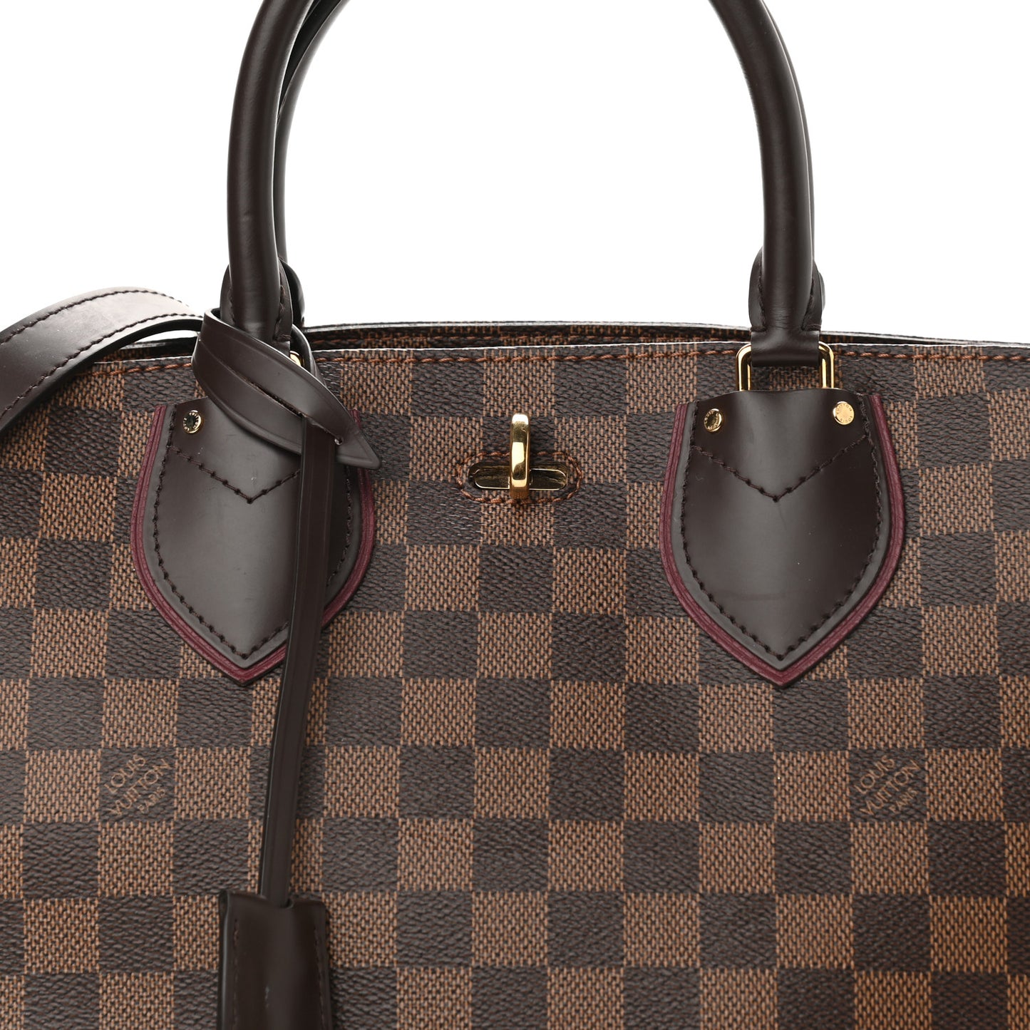 Cuir Taurillon Damier Ebene Normandy Bordeaux