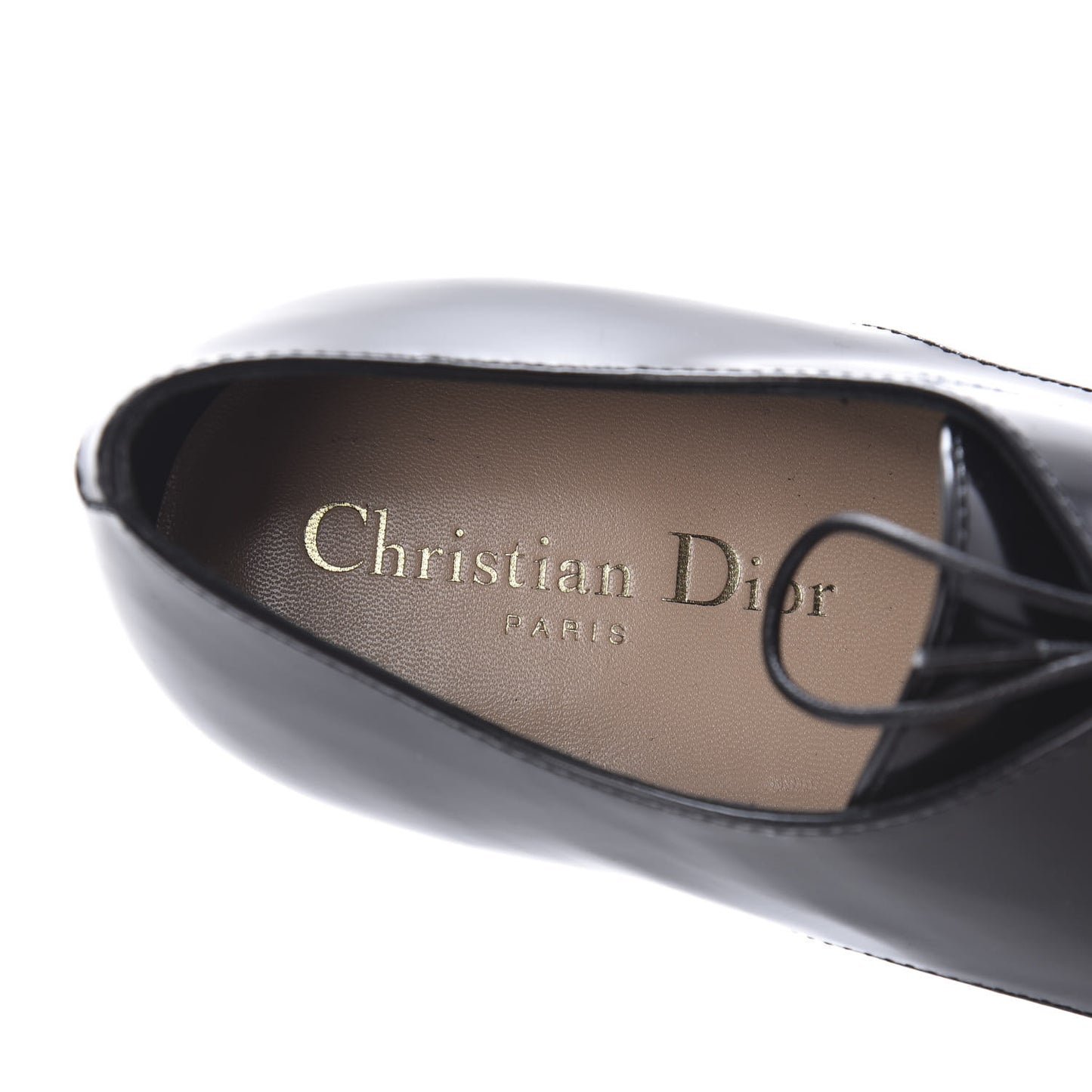Polished Calfskin Derby Shoe 35.5 Black