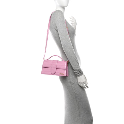 Jacquemus Calfskin Crocodile Embossed Le Grand Bambino Pink 2 of 10
