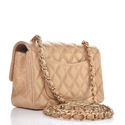 Chanel Pearly Caviar Quilted Mini Rectangular Flap Gold 4 of 17