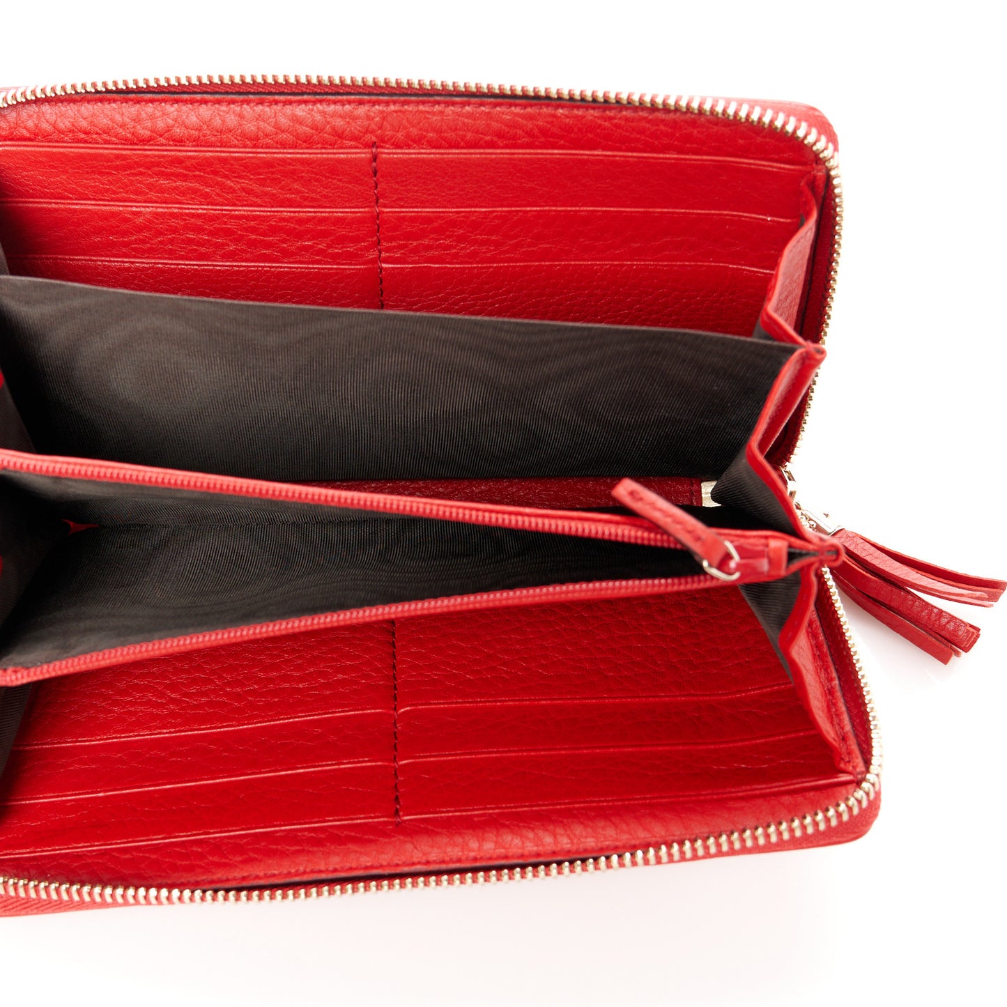 Pebbled Calfskin Soho Zip Around Wallet Red