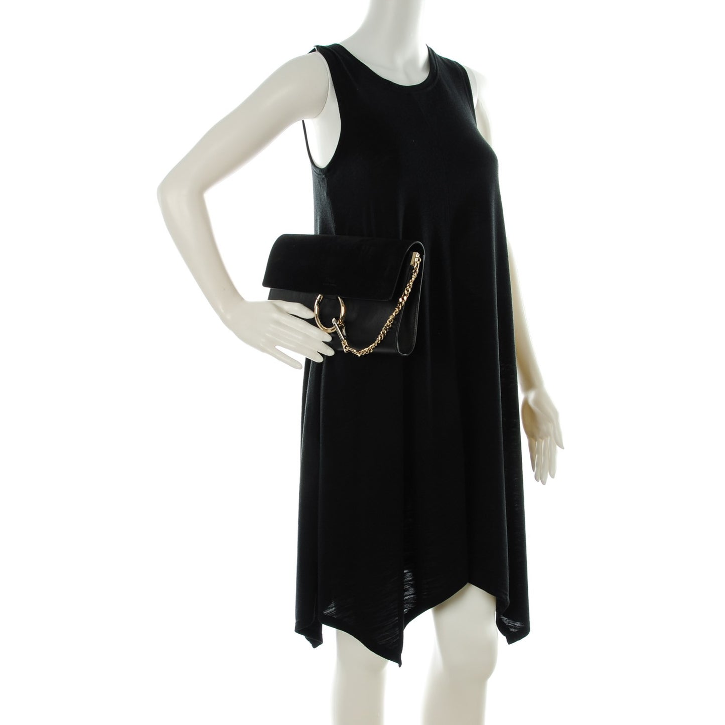 Suede Calfskin Faye Clutch Black