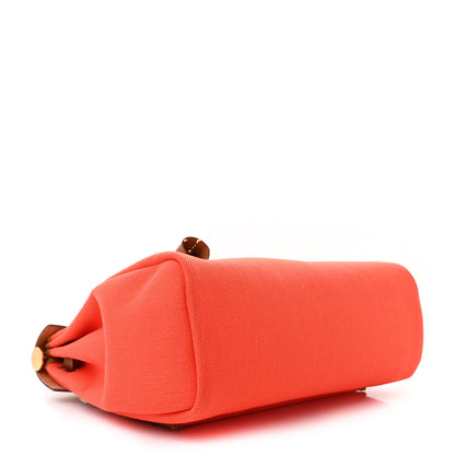 Hermes Vache Hunter Toile Herbag Zip Retourne 31 PM Orange Mecano Fauve 5 of 15