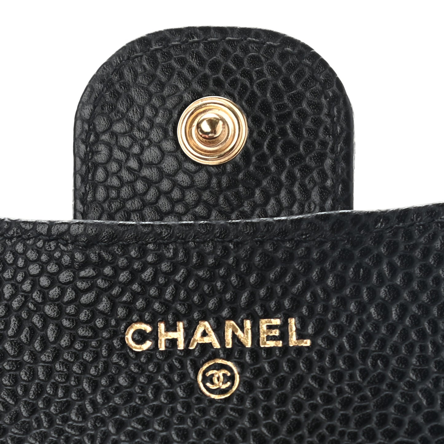 Caviar Quilted Compact Flap Wallet Black