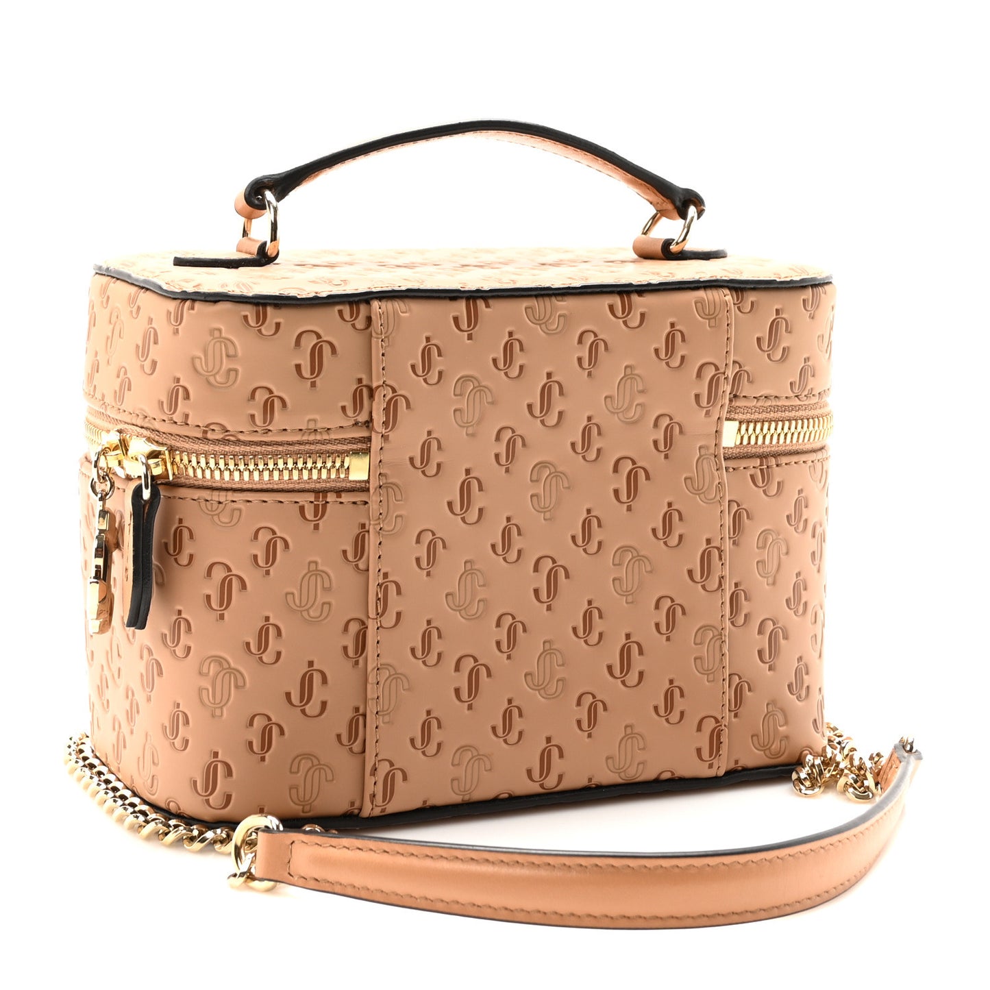 Calfskin JC Vanity Case With Chain Caramel