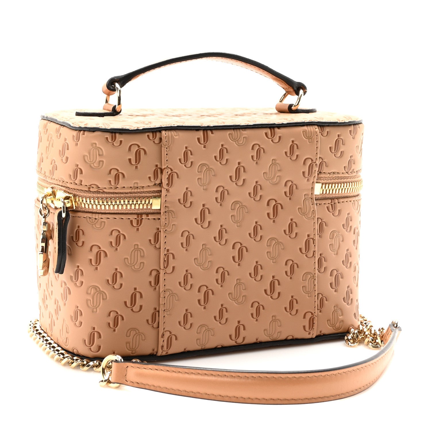 Jimmy Choo Calfskin JC Vanity Case With Chain Caramel 3 of 9