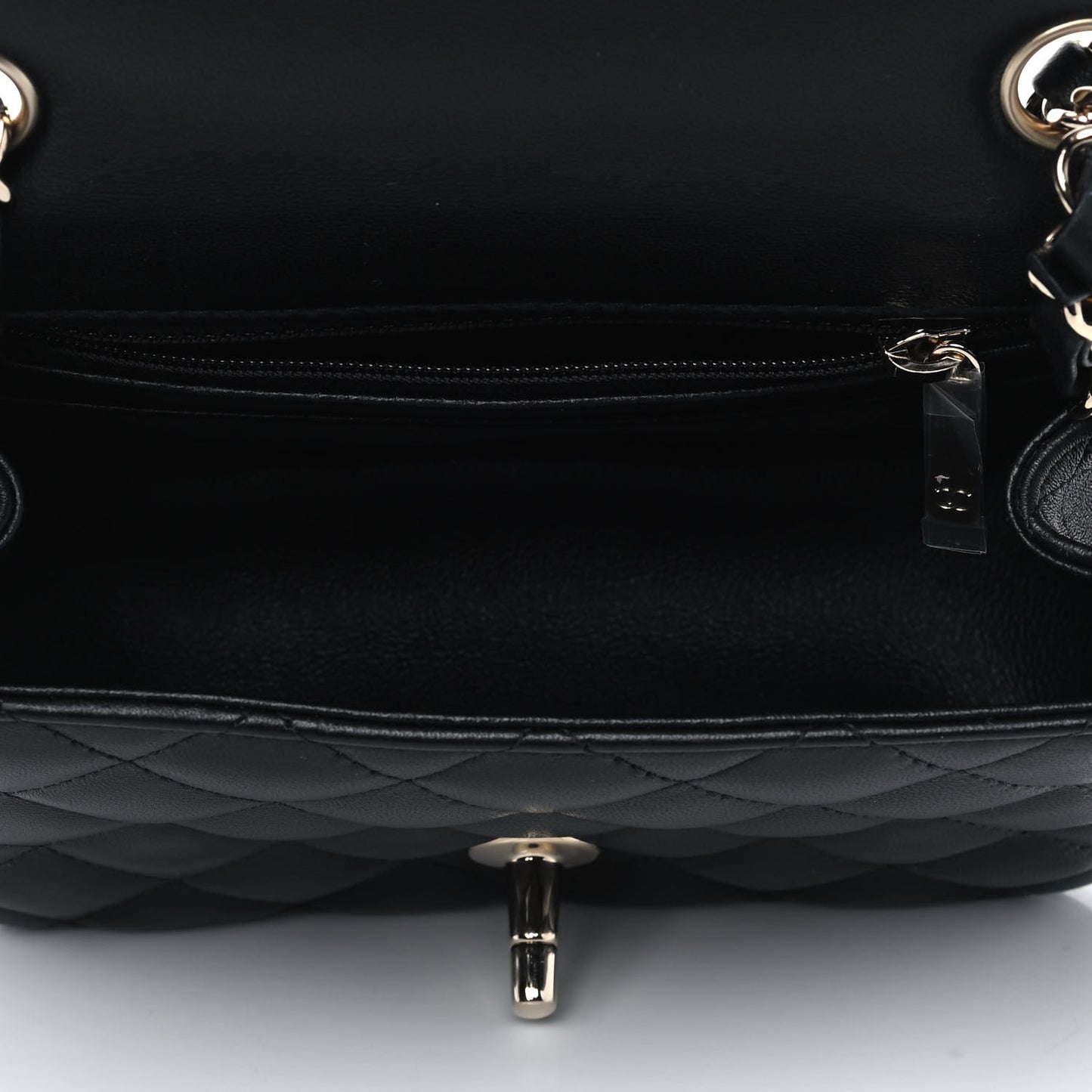Lambskin Quilted Mini Square Flap Black
