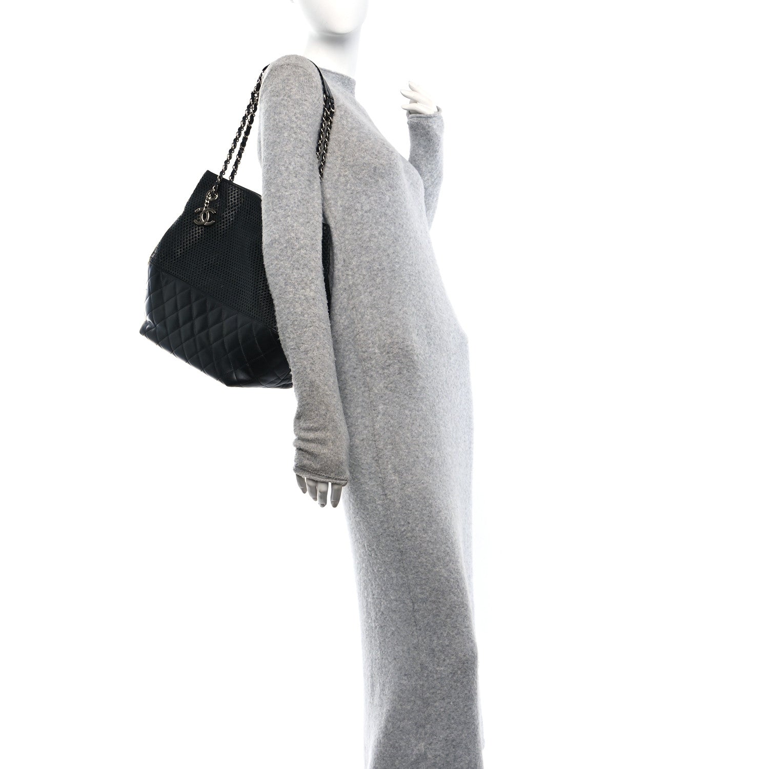 Chanel Calfskin Perforated Up In The Air North South Tote Black 2 of 10