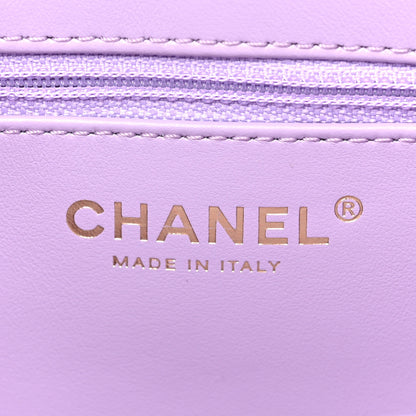 Chanel Shiny Aged Calfskin Quilted Nano Kelly Shopper Lilac 6 of 10