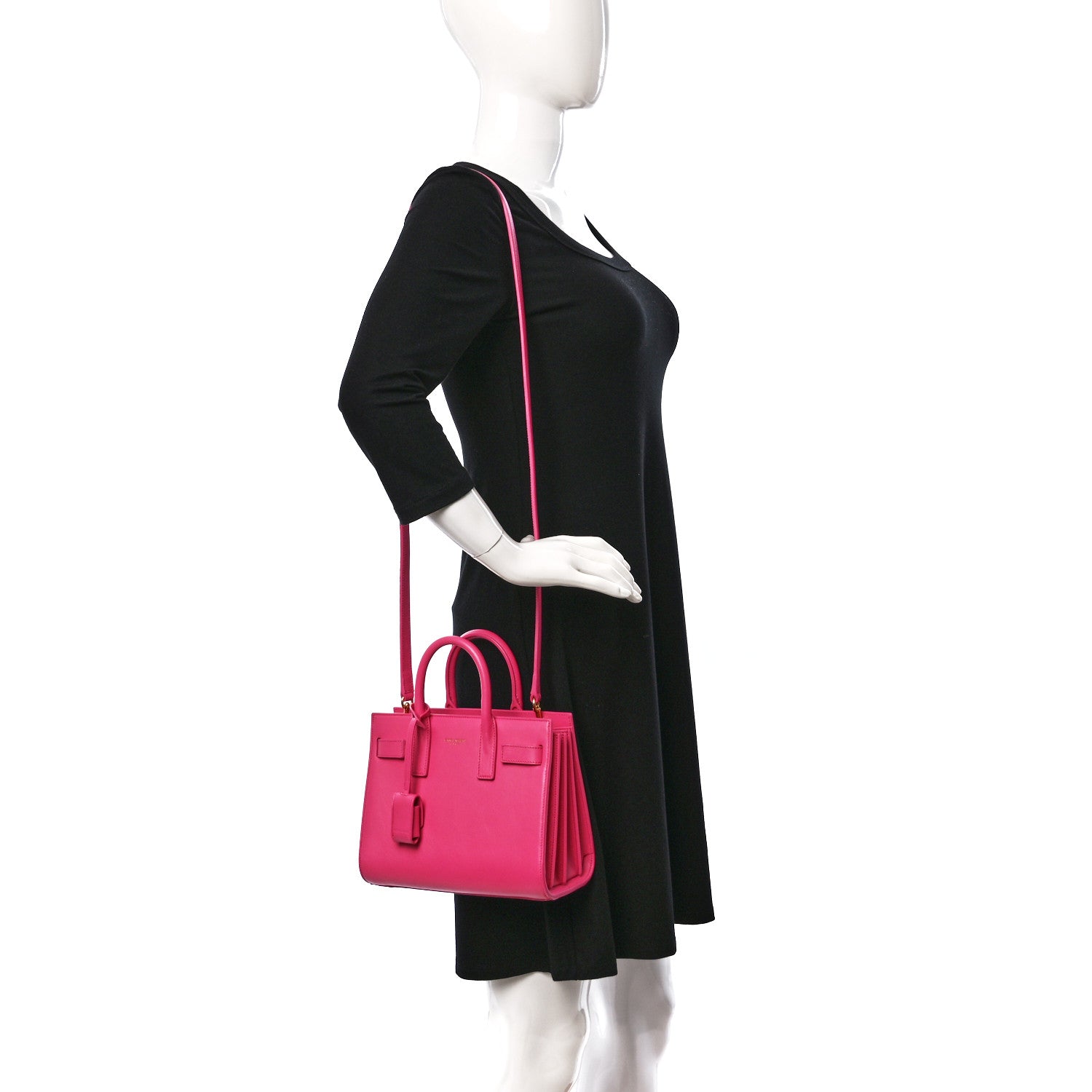 Saint Laurent Calfskin Nano Sac De Jour Lipstick Fuchsia 2 of 8