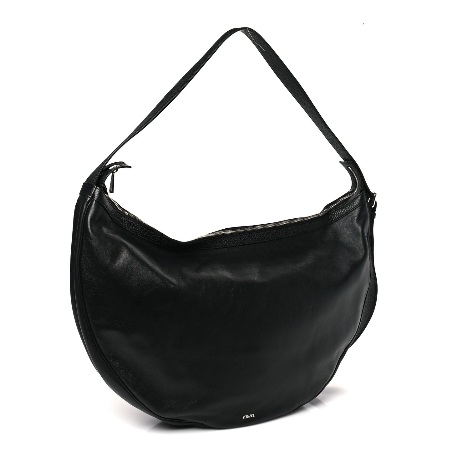 Calfskin Large Repeat Zip Hobo Black