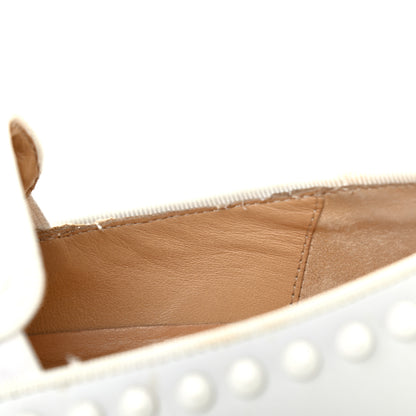 Christian Louboutin Calfskin Studded Womens Slip On Sneakers 35.5 White 9 of 10