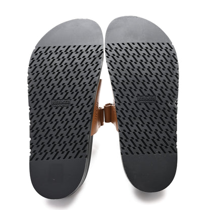 Hermes Calfskin Womens Chypre Sandals 39 Gold 6 of 10